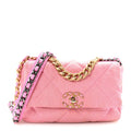 Denim Quilted Medium Chanel 19 Flap Neon Pink