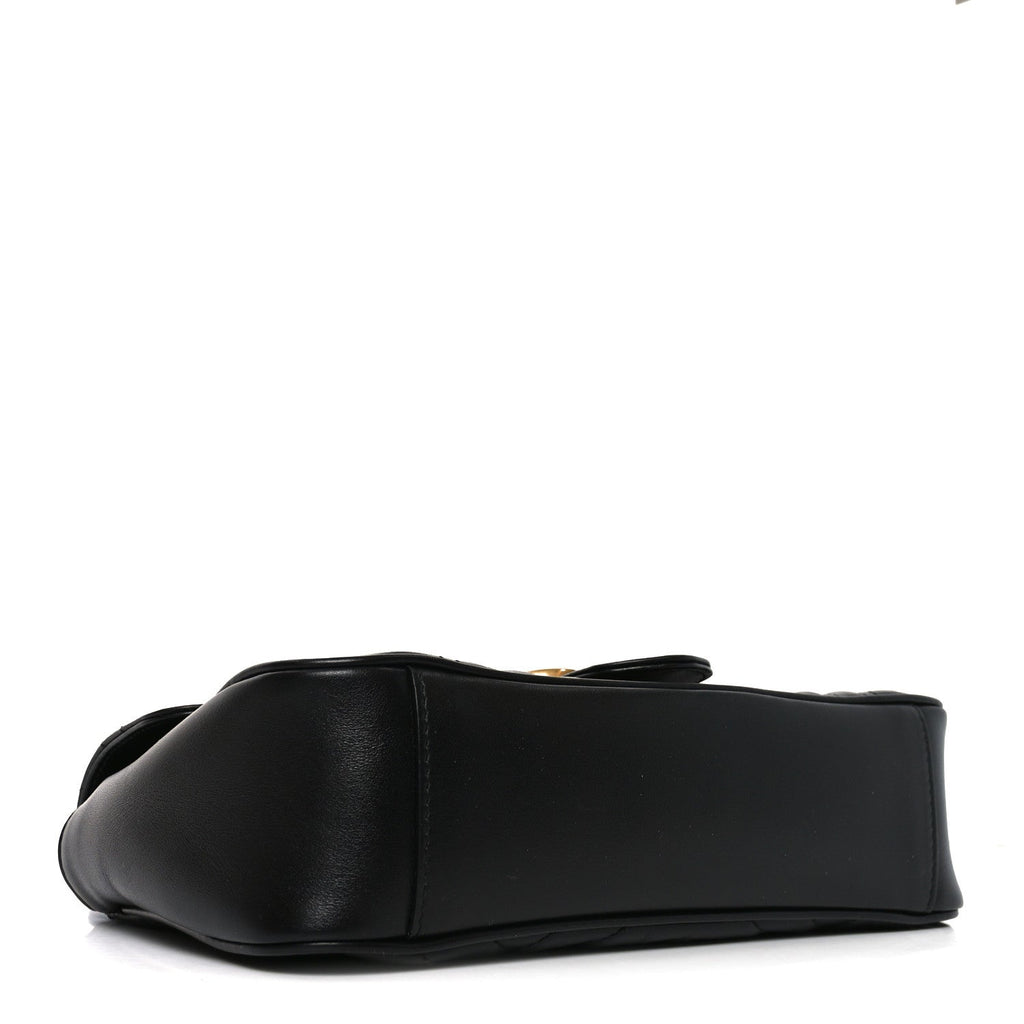 Calfskin Matelasse Small GG Marmont Shoulder Bag Black