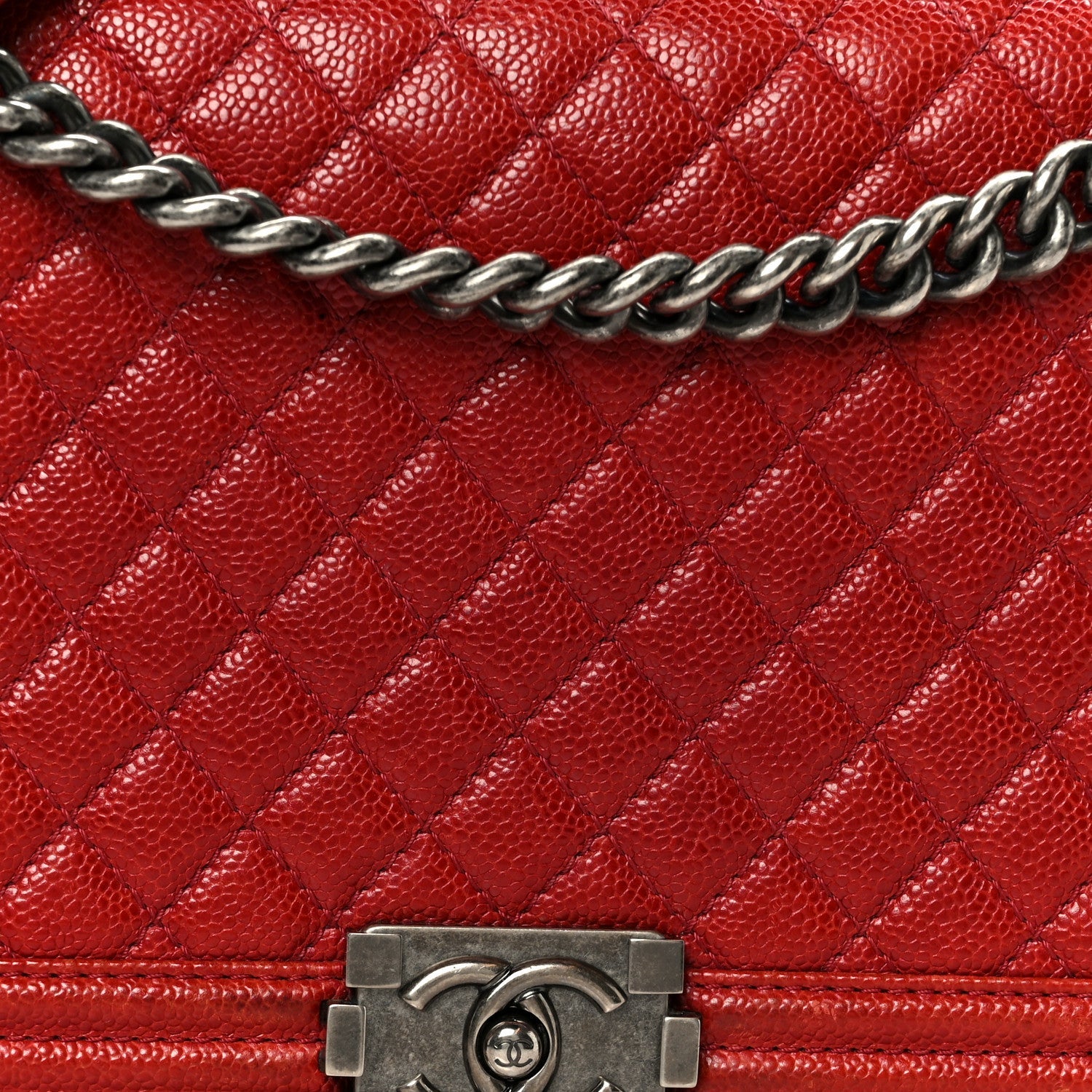 Caviar Quilted New Medium Boy Flap Dark Red