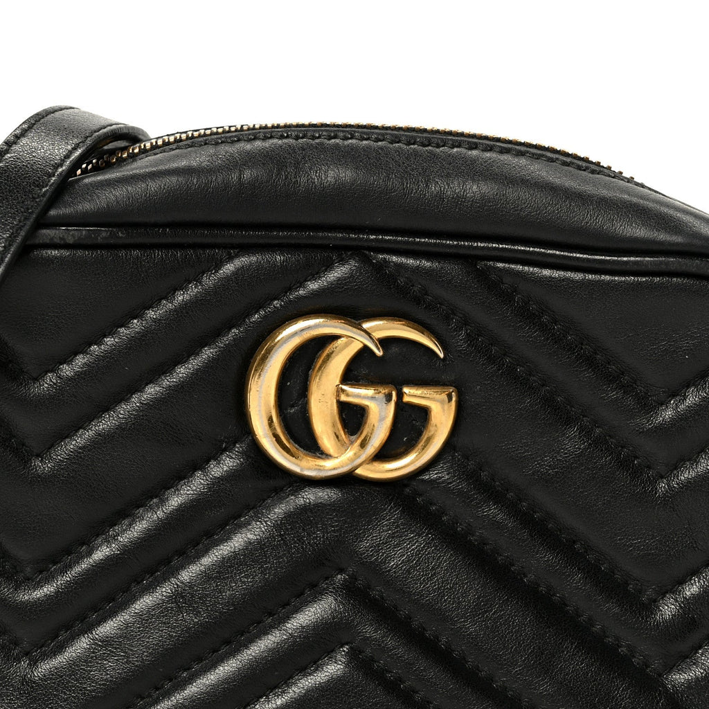 Calfskin Matelasse Mini GG Marmont Chain Shoulder Bag Black