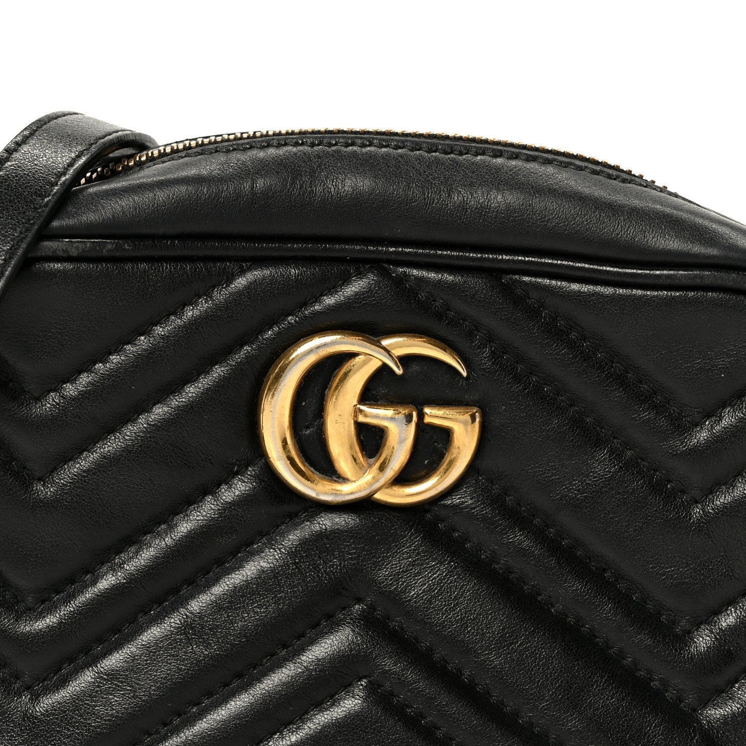 Calfskin Matelasse Mini GG Marmont Chain Shoulder Bag Black