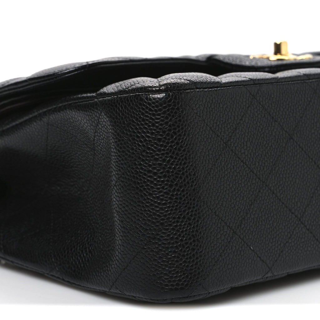 Caviar Quilted Jumbo Double Flap Black