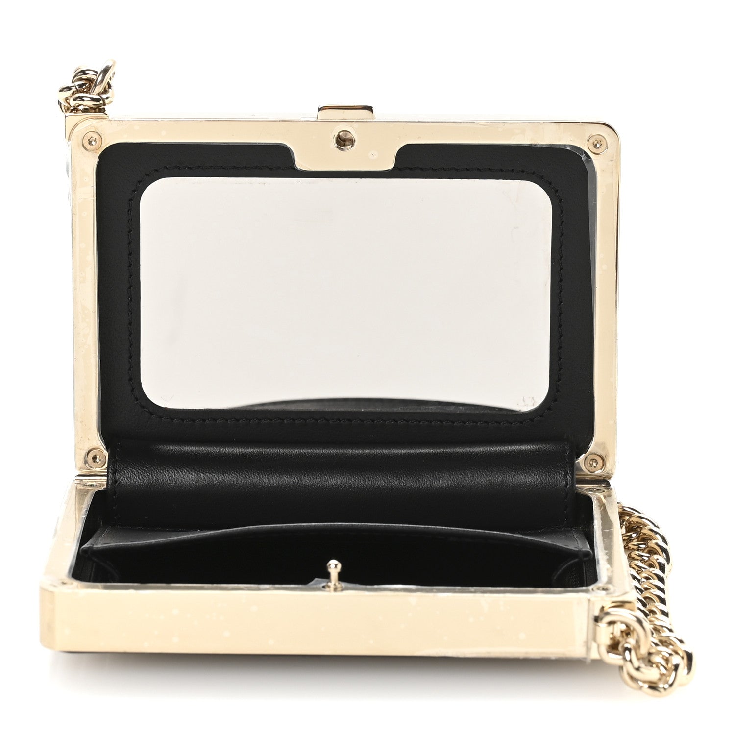 Patent Calfskin Boy Minaudiere Black