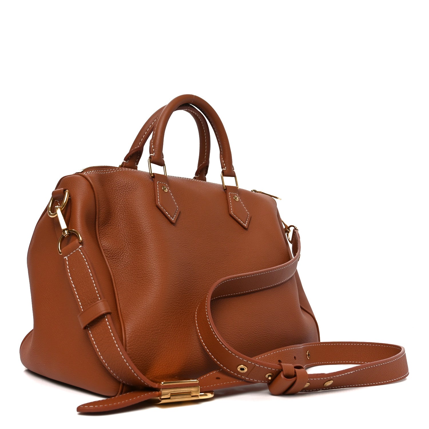 Grained Calfskin Low Key Speedy 30 Cognac