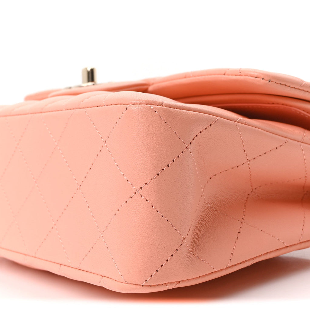 Lambskin Quilted Small Double Flap Light Orange