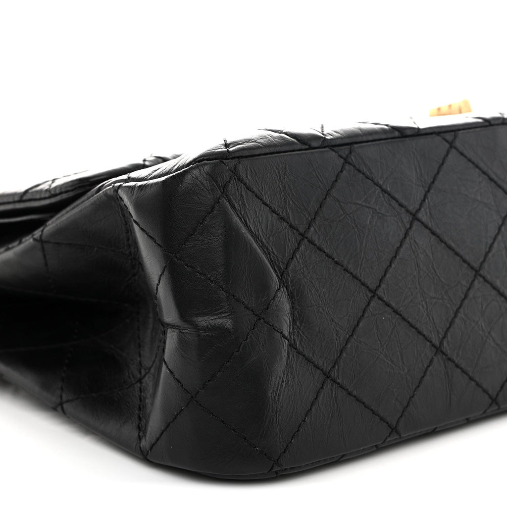 Aged Calfskin Quilted 2.55 Reissue 227 Flap Black