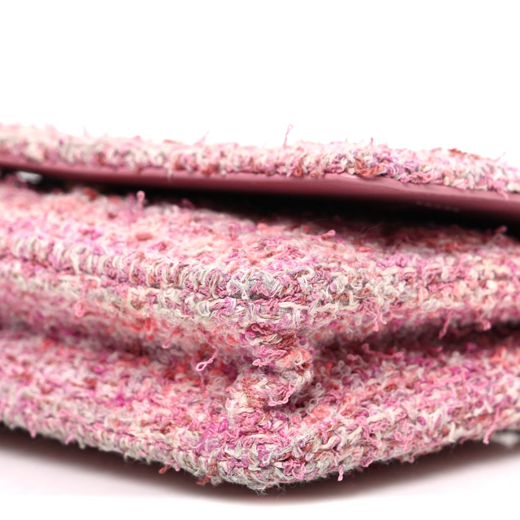 Tweed Quilted Wallet On Chain WOC Pink