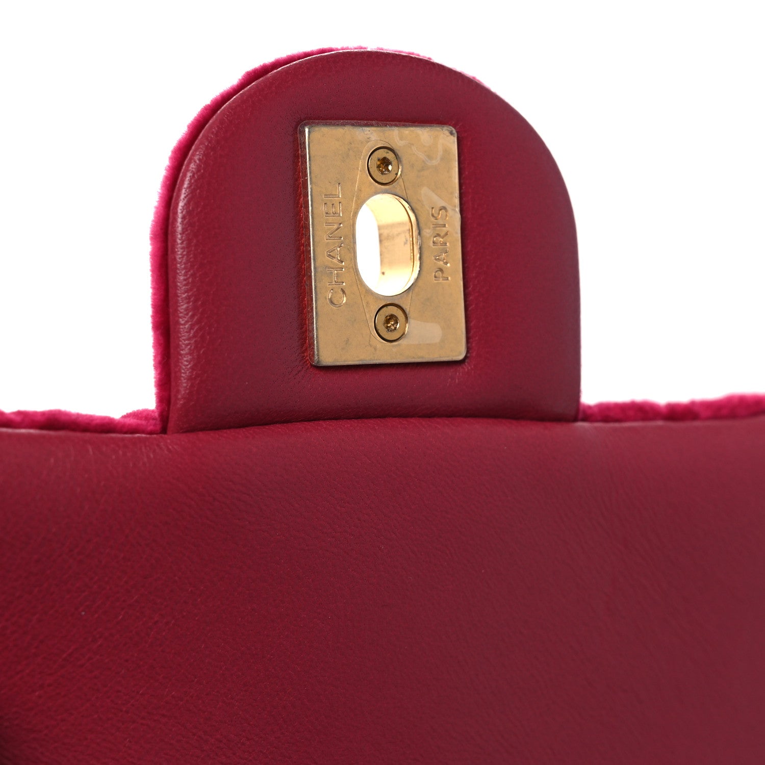 Velvet Camellia Embossed Mini Square Flap Fushia