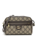 GG Supreme Monogram Textured Calfskin Super Mini Ophidia Shoulder Bag Beige Ebony New Acero