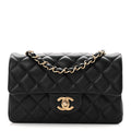 Lambskin Quilted Mini Rectangular Flap Black