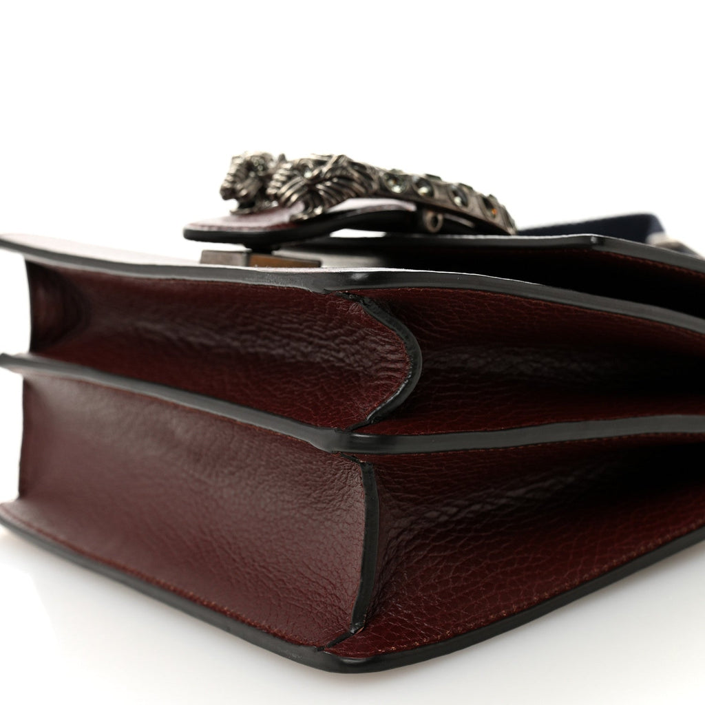 Dollar Calfskin Crystal Web Mini Dionysus Bamboo Top Handle Bag Vintage Bordeaux Black Diamond