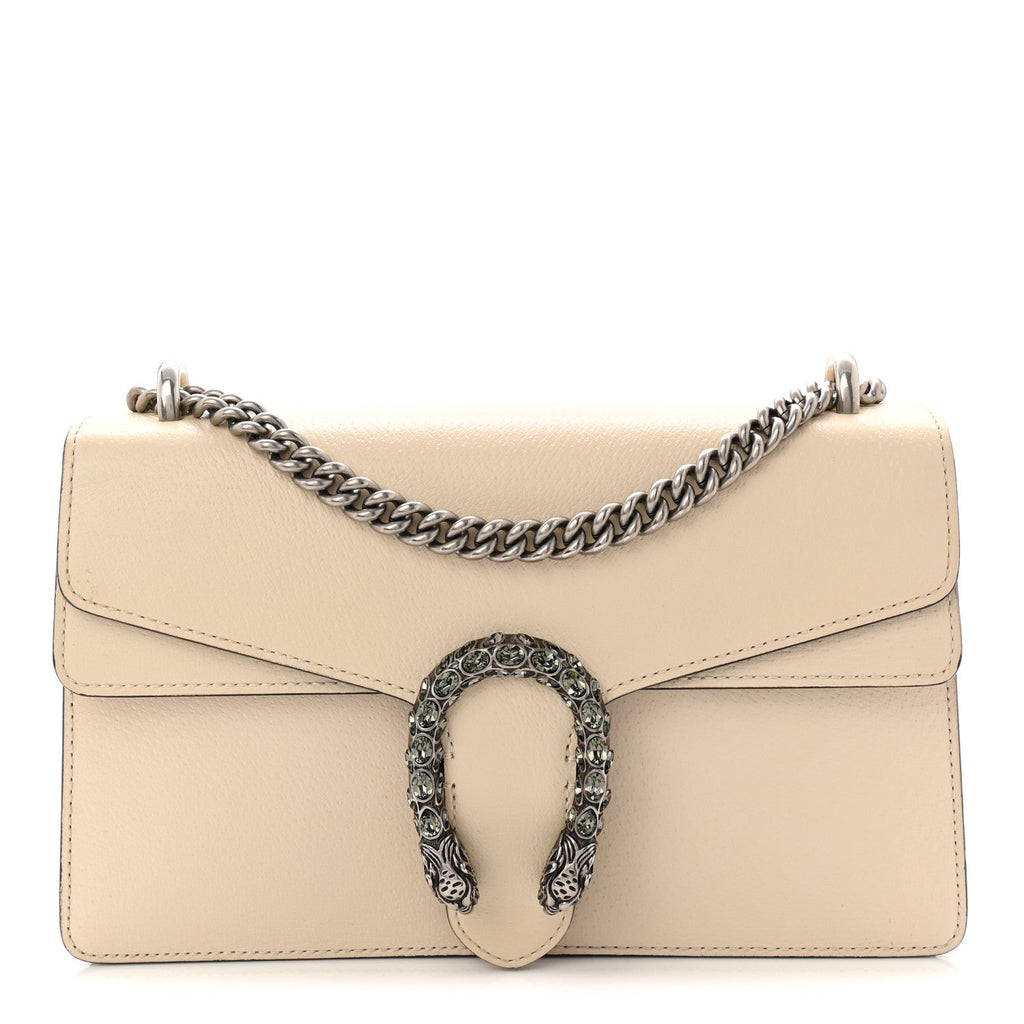 Textured Calfskin Crystal Small Dionysus Shoulder Bag Mystic White