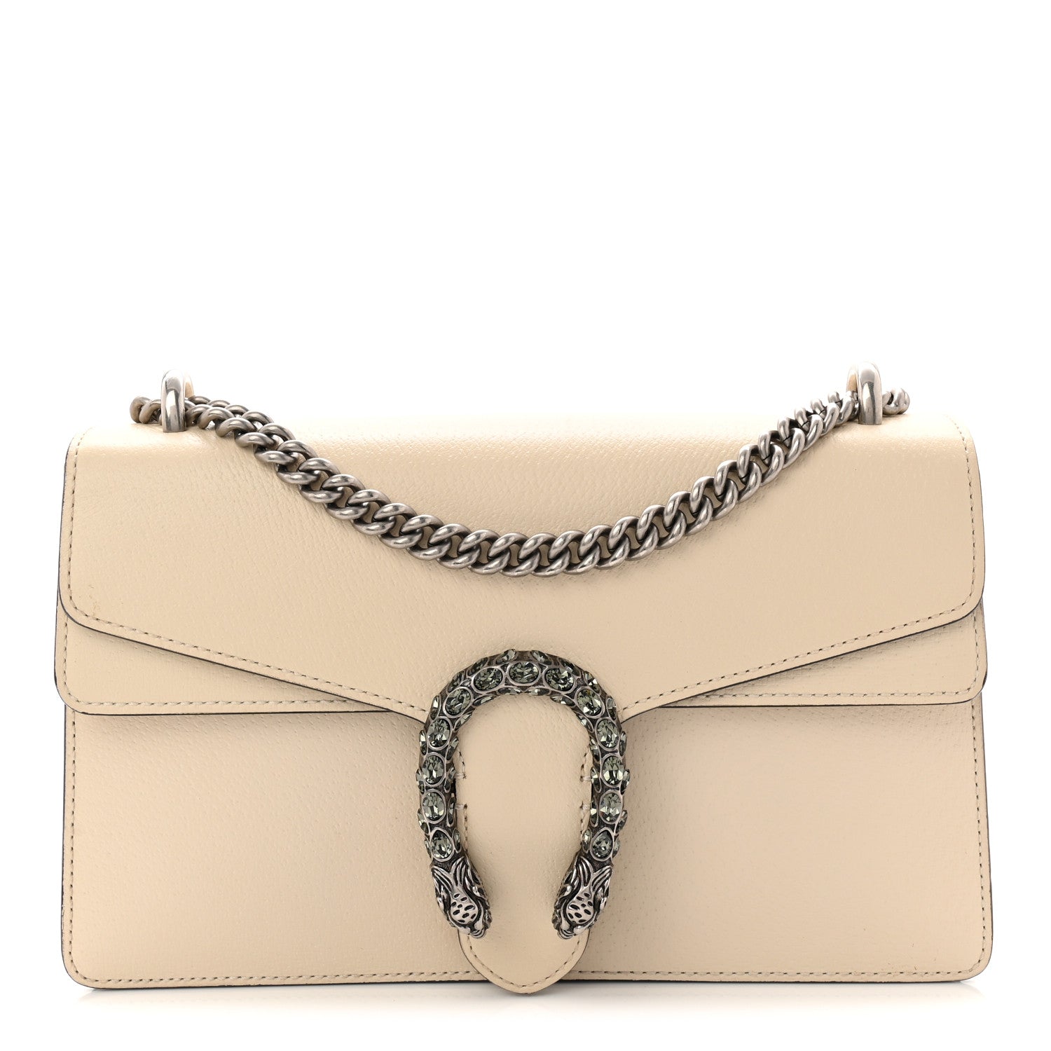 Textured Calfskin Crystal Small Dionysus Shoulder Bag Mystic White