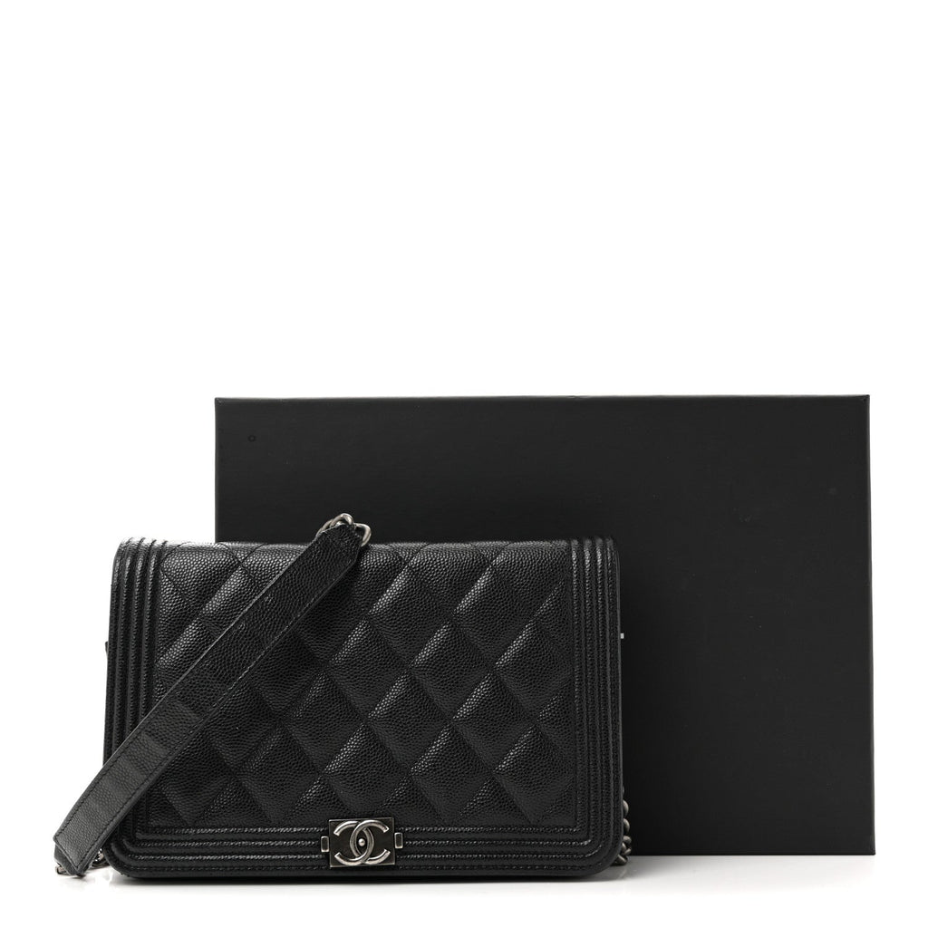 Caviar Quilted Boy Wallet On Chain WOC Black