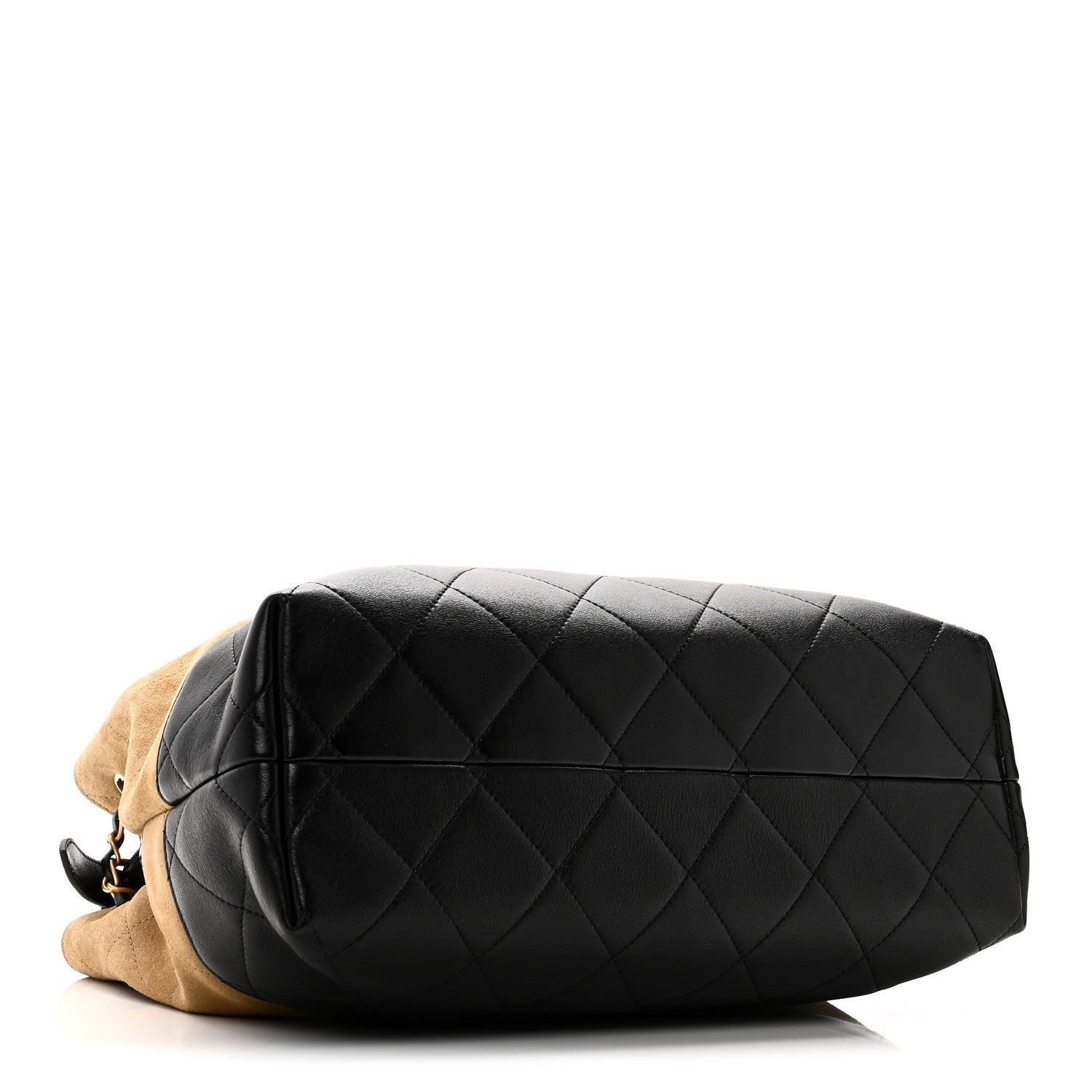 Suede Calfskin Shiny Lambskin Quilted Small Coco Base Shopping Bag Beige Black