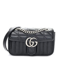 Calfskin Matelasse Aria Mini GG Marmont Shoulder Bag Black