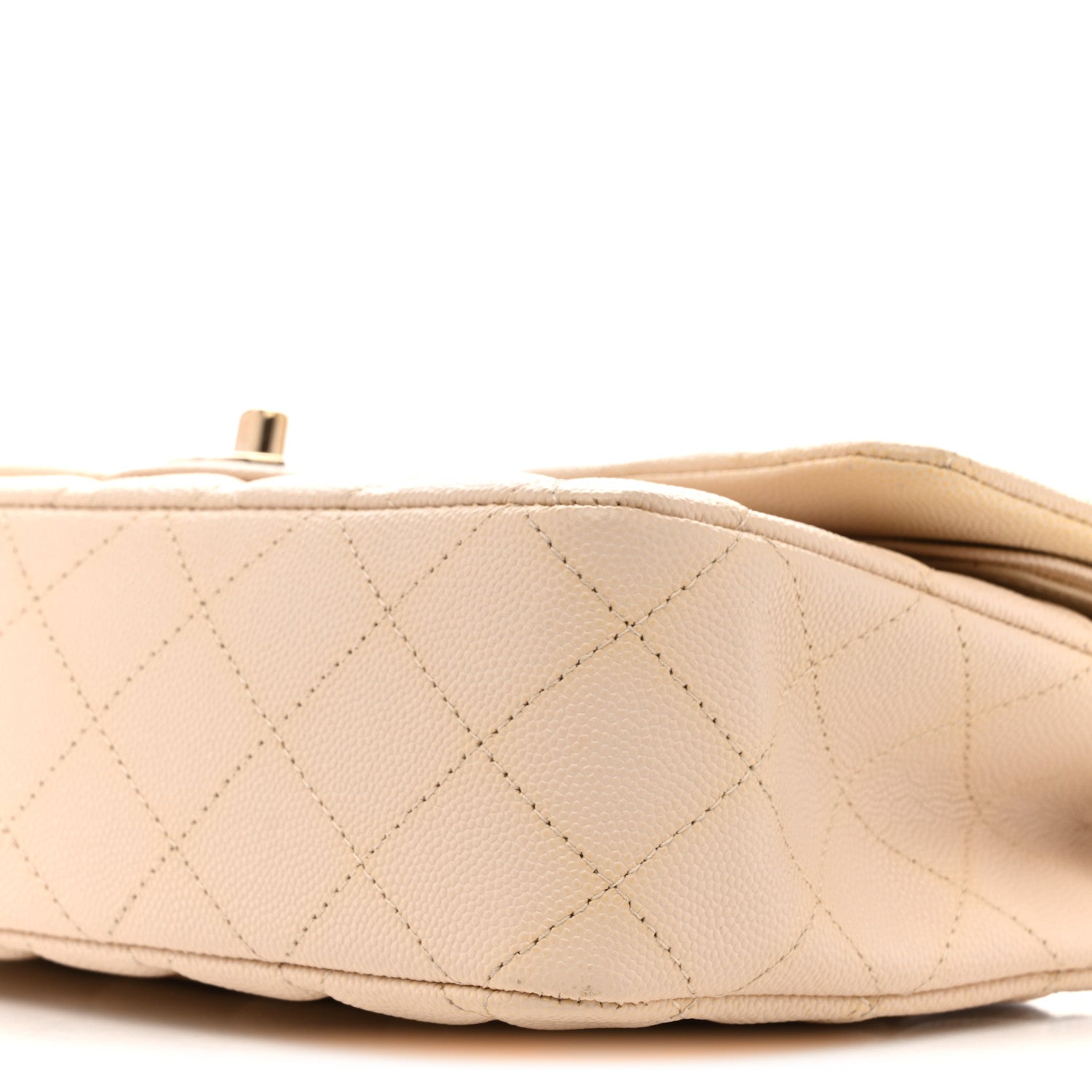 Caviar Quilted Medium Double Flap Light Beige