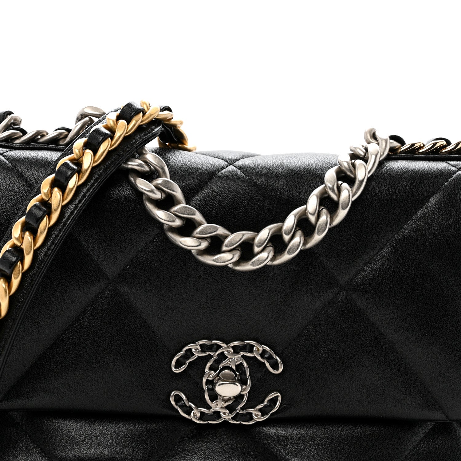 Lambskin Quilted Medium Chanel 19 Flap Black