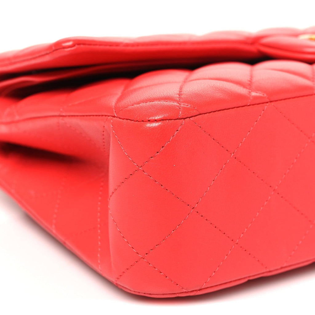 Lambskin Quilted Medium Double Flap Dark Pink