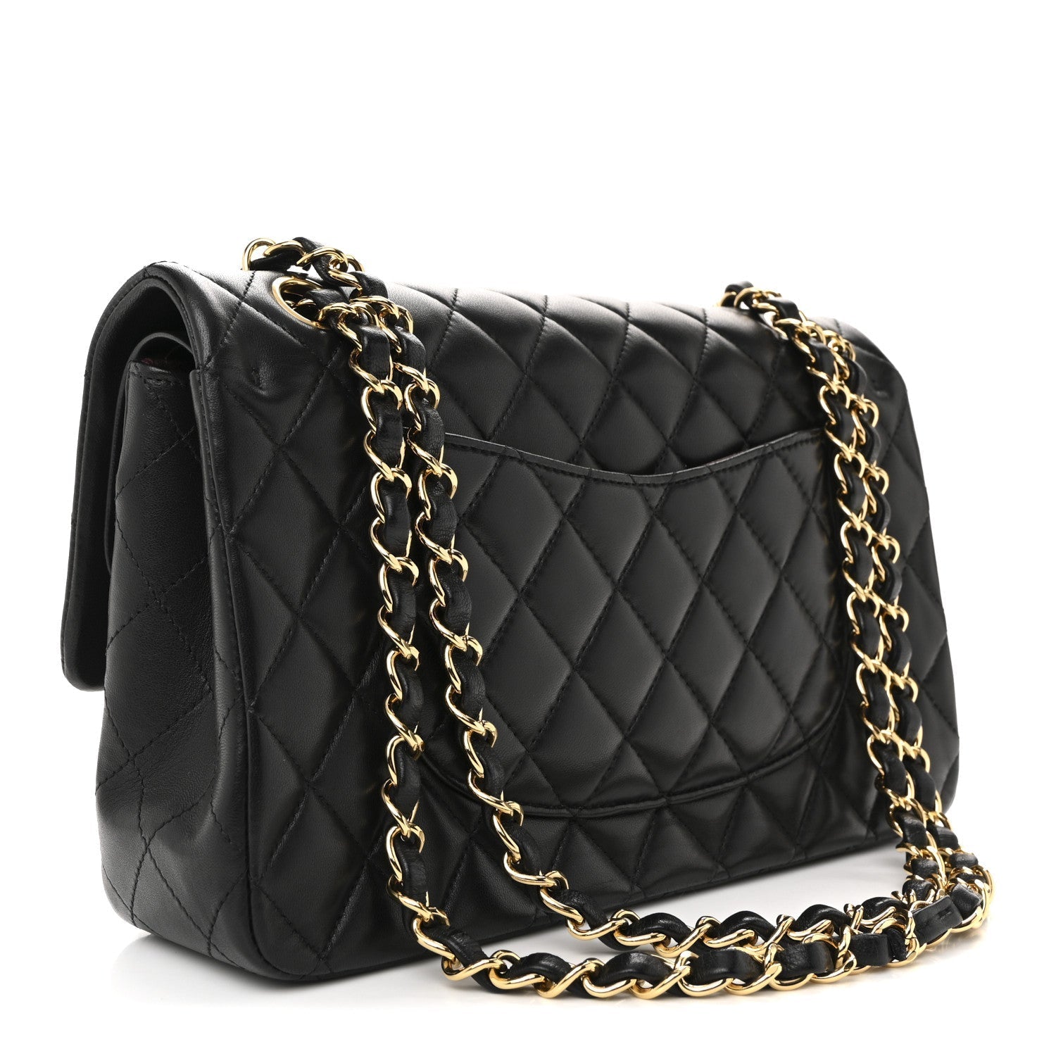 Lambskin Quilted Medium Double Flap Black
