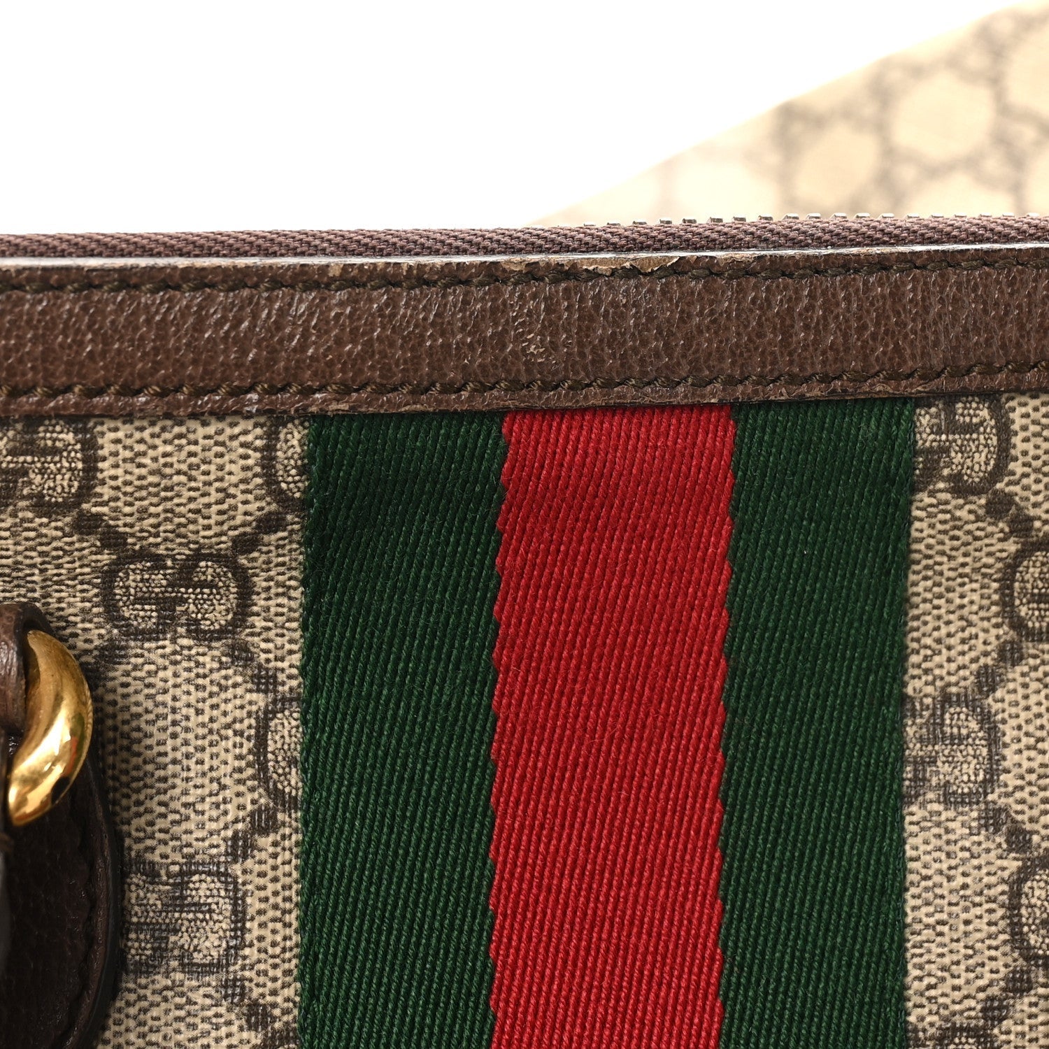 GG Supreme Monogram Textured Dollar Calfskin Web Medium Ophidia Carry-On Duffle Bag Beige Ebony New Acero