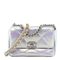 Iridescent Calfskin Quilted Medium Chanel 19 Flap Light Purple Blue