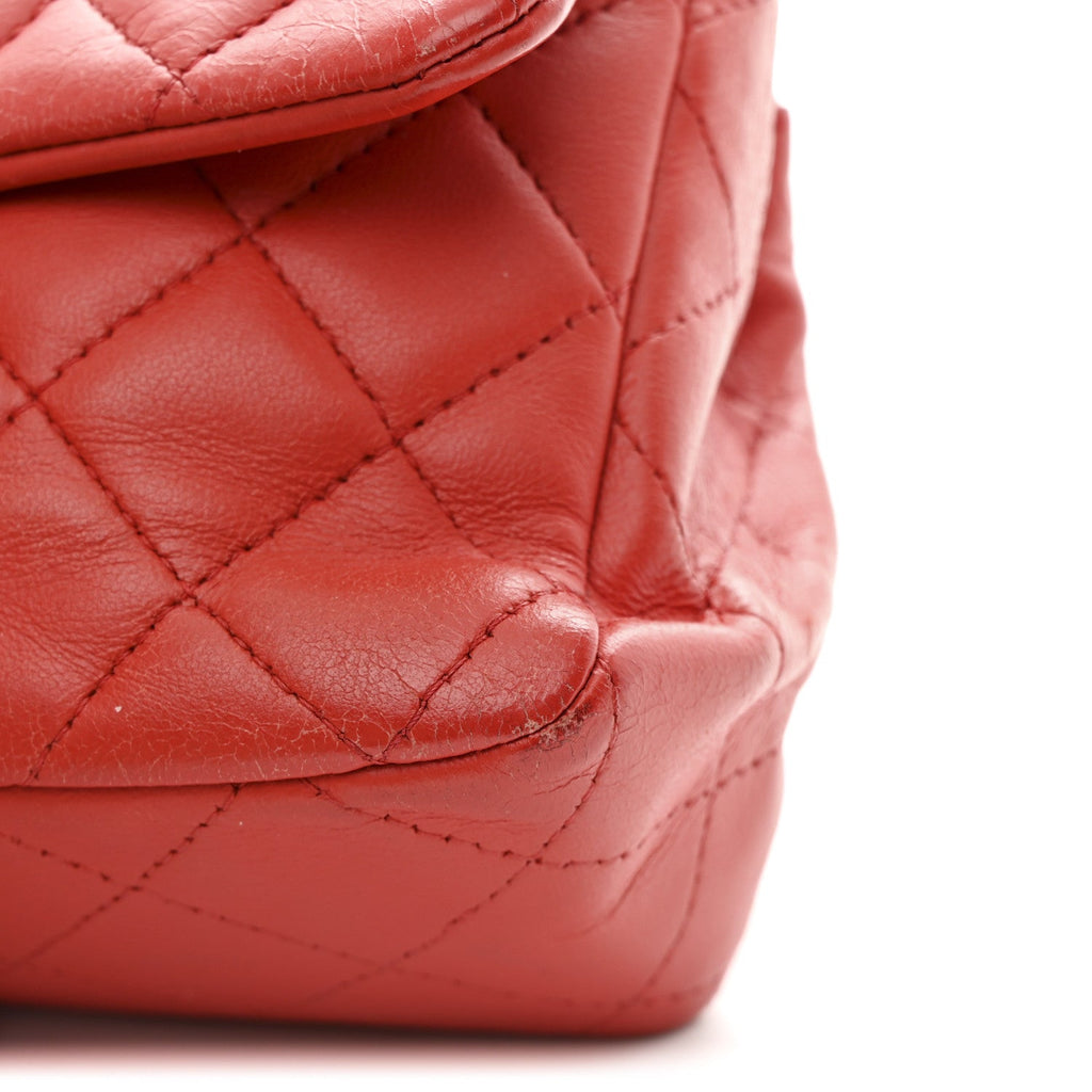 Lambskin Quilted Mini Rectangular Flap Red