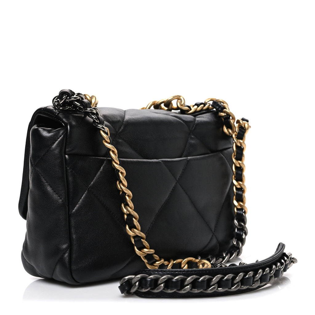 Lambskin Quilted Medium Chanel 19 Flap Black