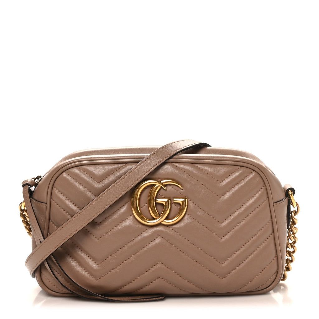 Calfskin Matelasse Small GG Marmont Chain Shoulder Bag Porcelain Rose