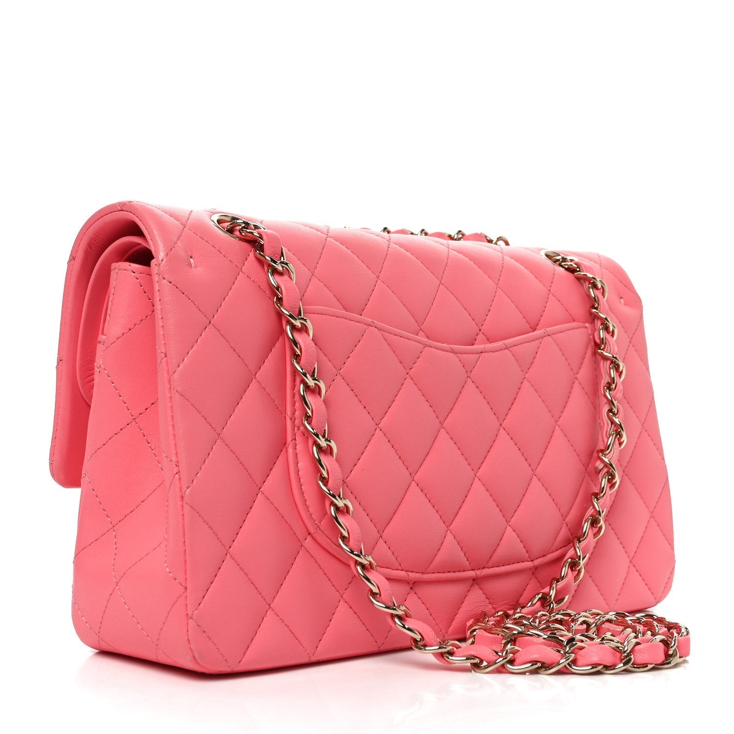 Lambskin Quilted Medium Double Flap Pink