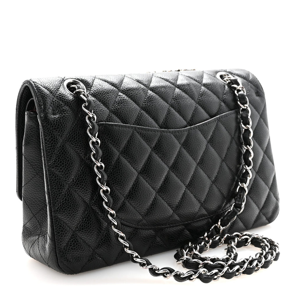 Caviar Quilted Medium Double Flap Black