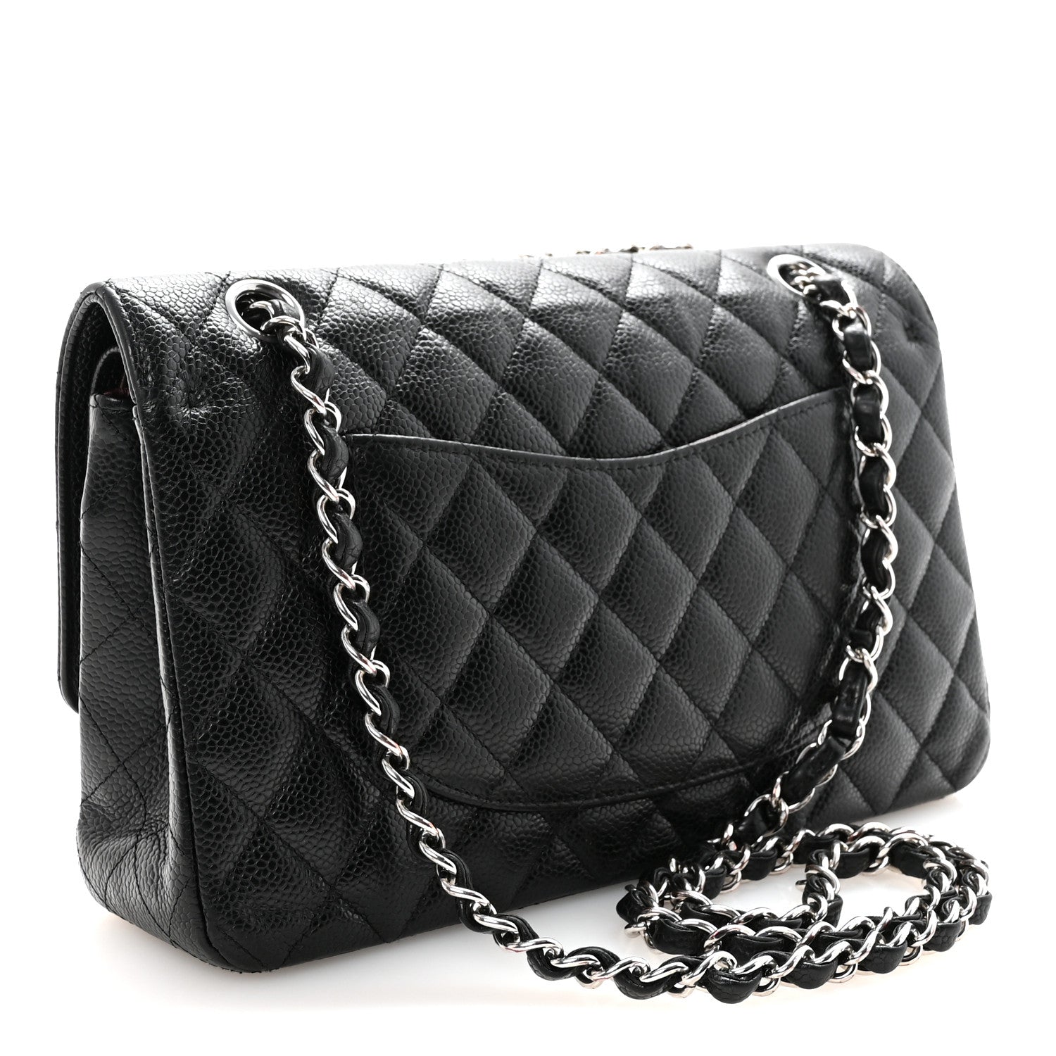 Caviar Quilted Medium Double Flap Black