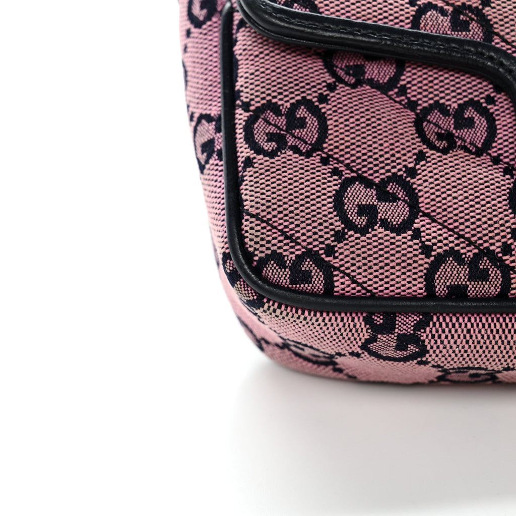 Monogram Multicolor Matelasse Diagonal Super Mini GG Marmont Shoulder Bag Pink Blue
