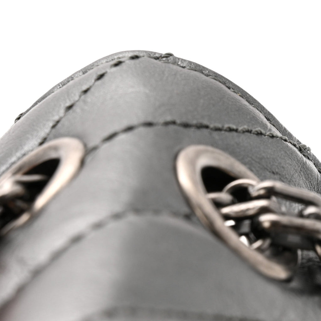 Metallic Aged Calfskin Chevron Quilted 2.55 Reissue Mini Flap Grey