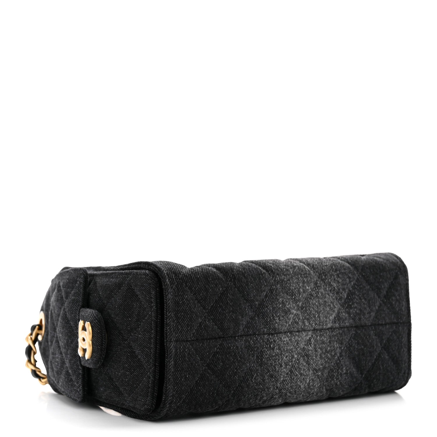 Washed Denim Quilted Mini Chanel 25 Handbag Black
