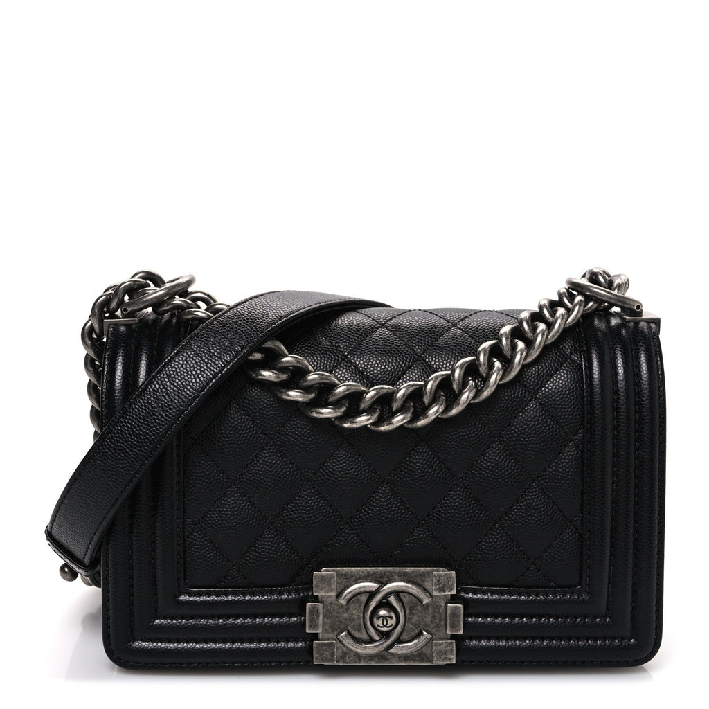 Caviar Quilted Small Boy Flap Black