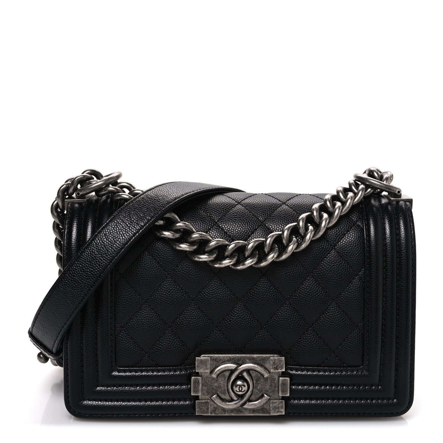 Caviar Quilted Small Boy Flap Black