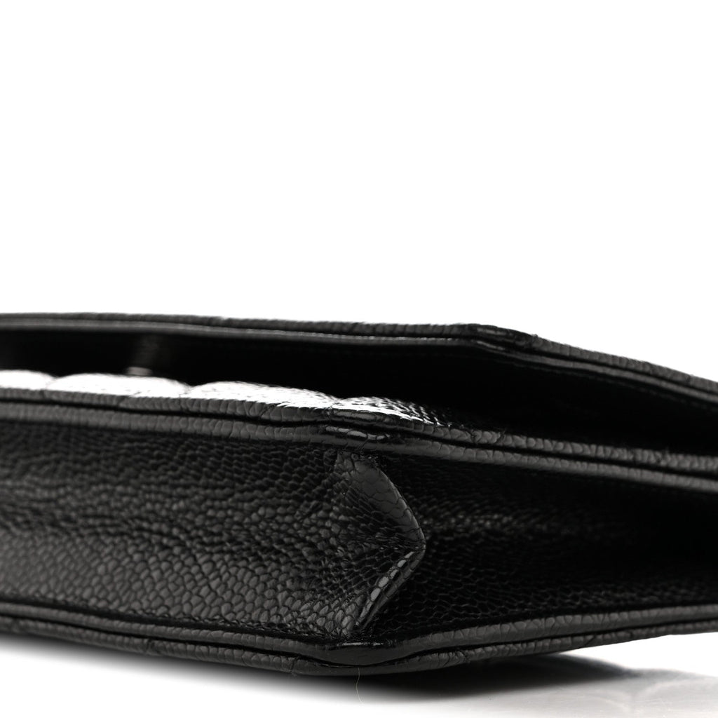 Caviar Quilted Wallet on Chain WOC Black