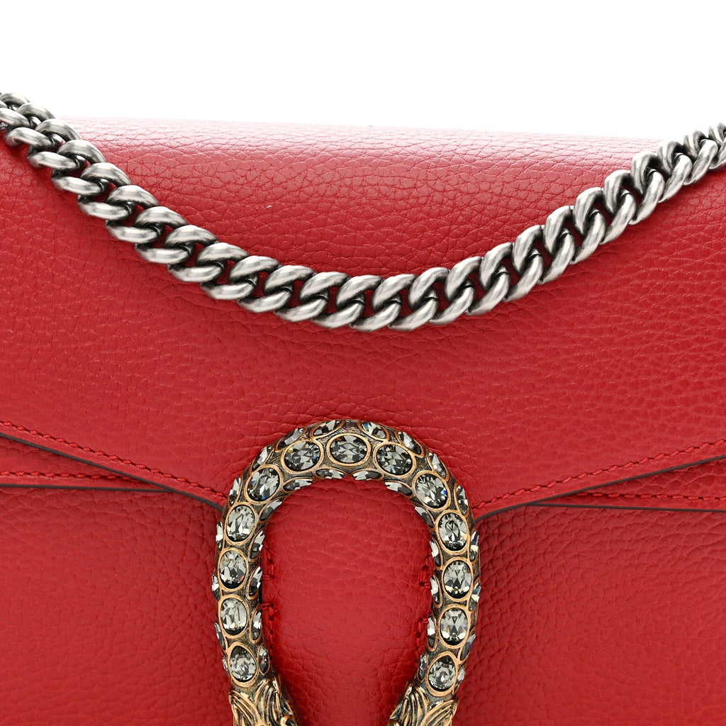 Dollar Calfskin Swarovski Crystal Small Dionysus Shoulder Bag Hibiscus Red