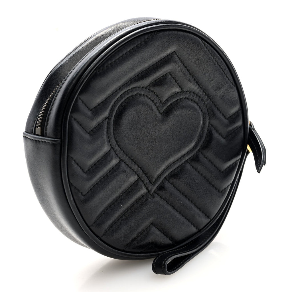 Calfskin Matelasse GG Marmont Round Wrist Wallet Black