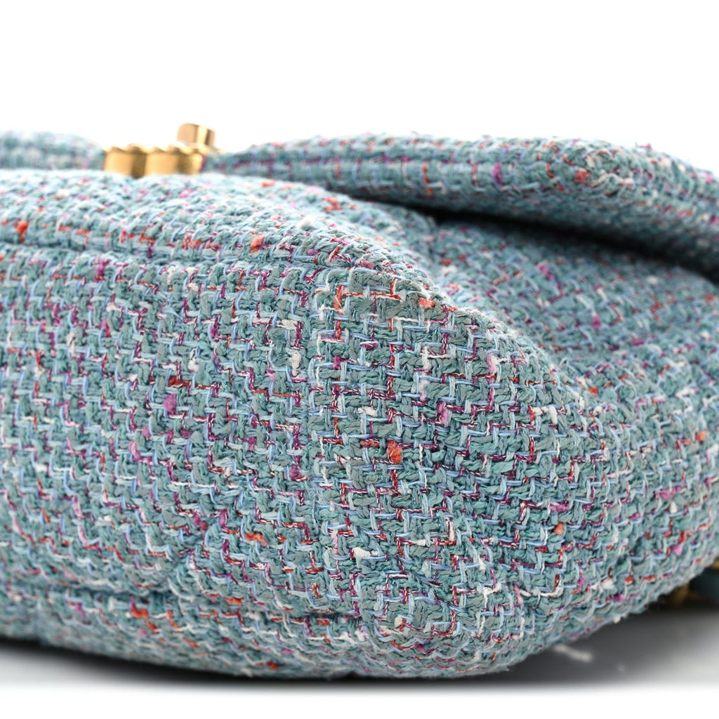 Tweed Quilted Large Chanel 19 Flap Blue Multicolor