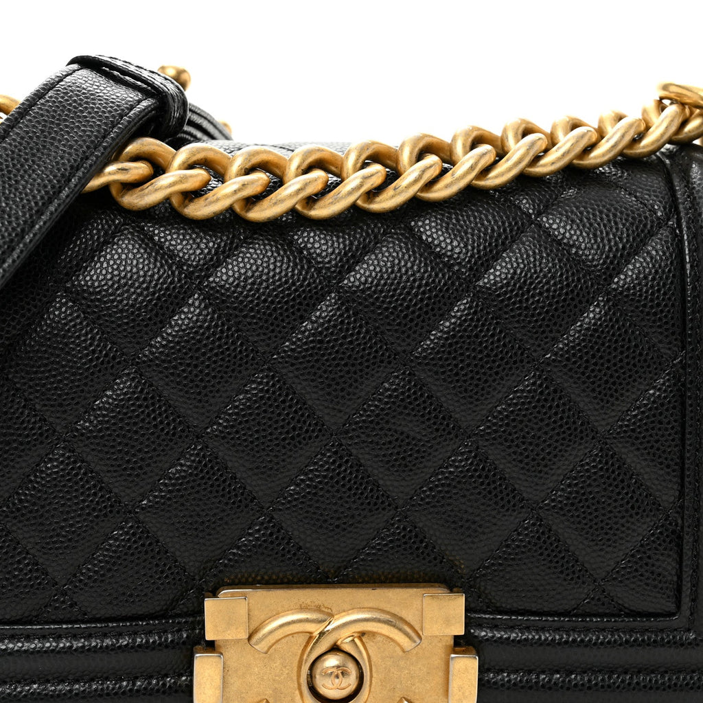 Caviar Quilted Small Boy Flap Black