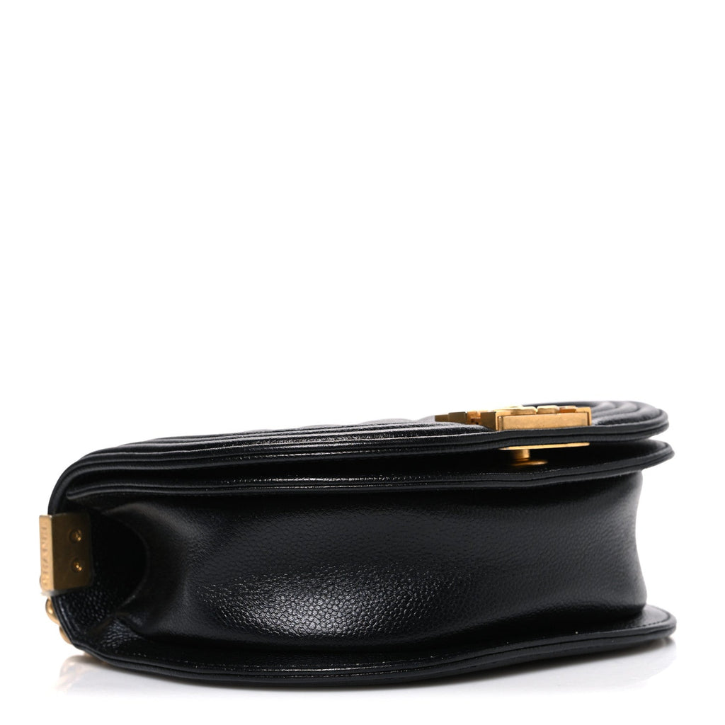 Caviar Quilted Small Boy Messenger Bag Black
