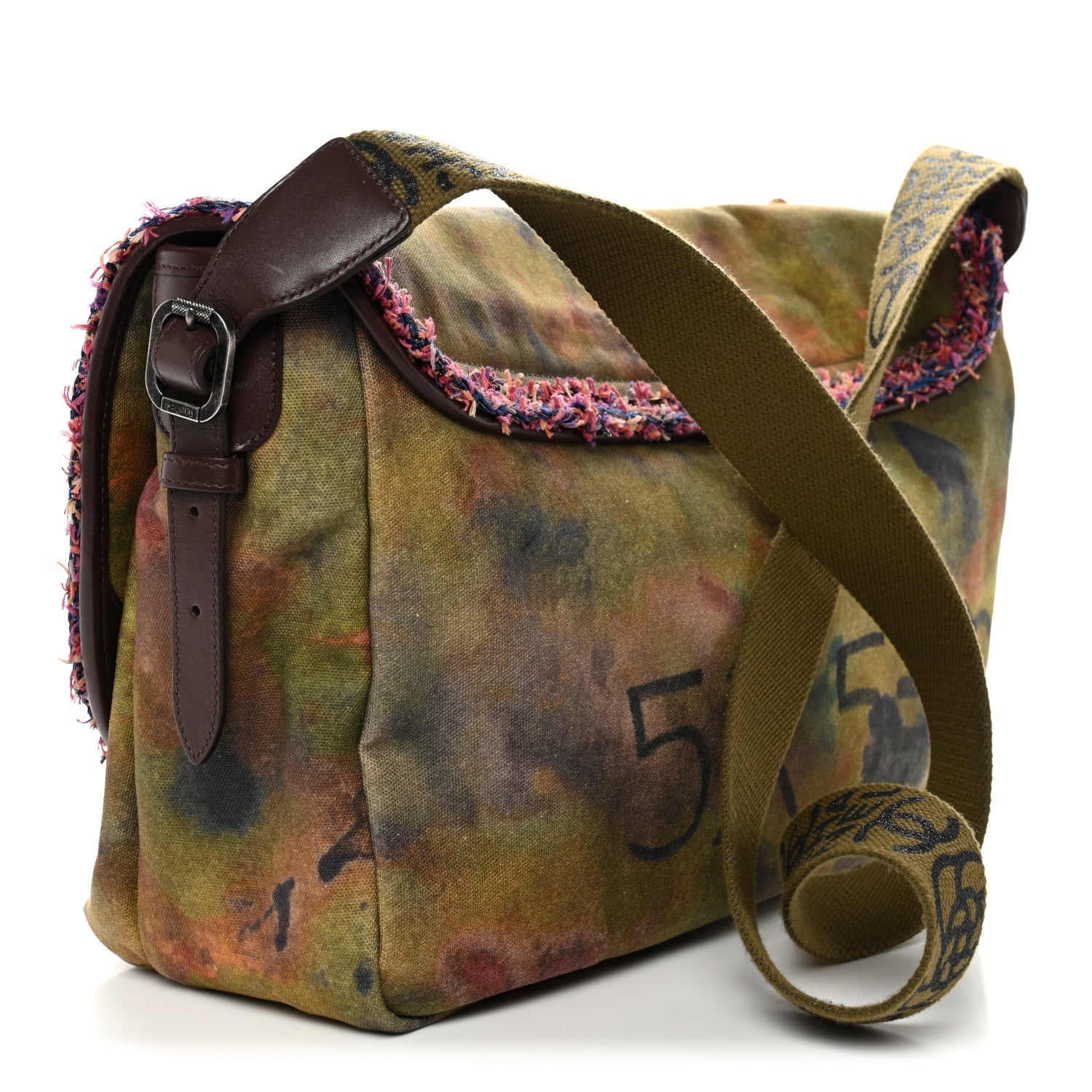 Washed Toile Large Graffiti On The Pavements Messenger Khaki Multicolor