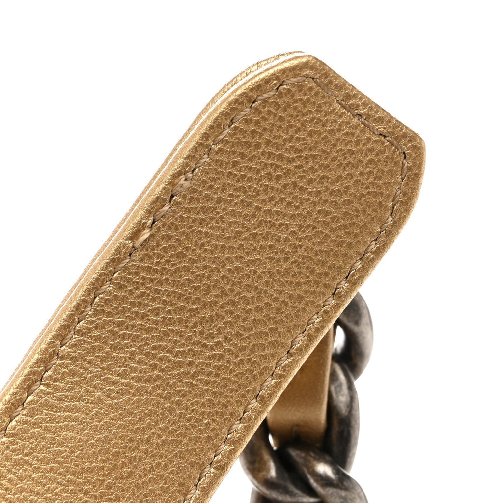 Metallic Goatskin Quilted Medium Chanel 19 Flap Gold