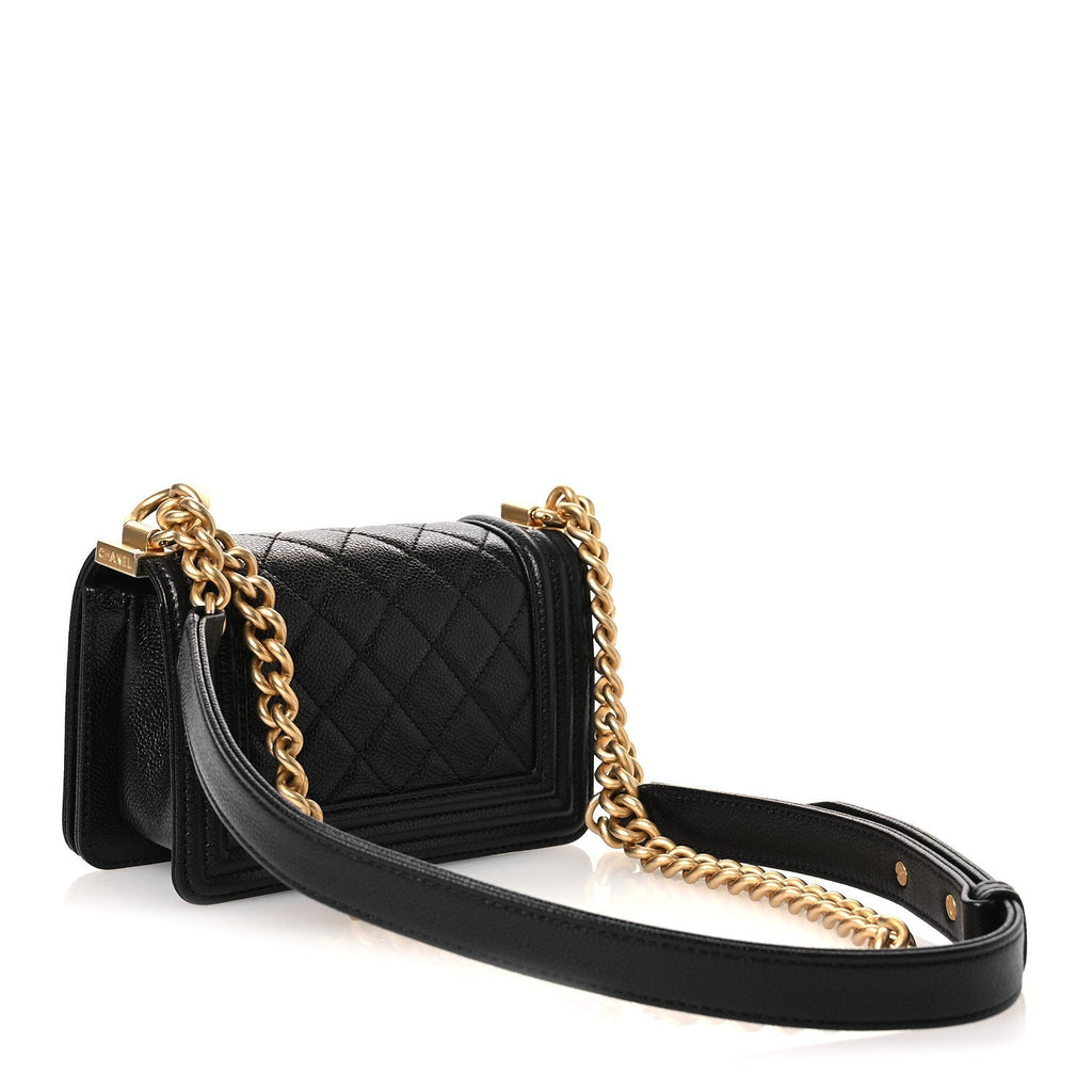 Caviar Quilted Mini Boy Flap Black