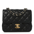 Lambskin Quilted Mini Square Flap Black