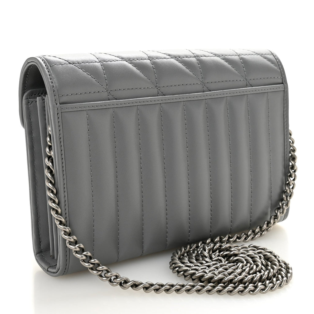 Calfskin Matelasse Aria GG Marmont Chain Wallet Deep Grey