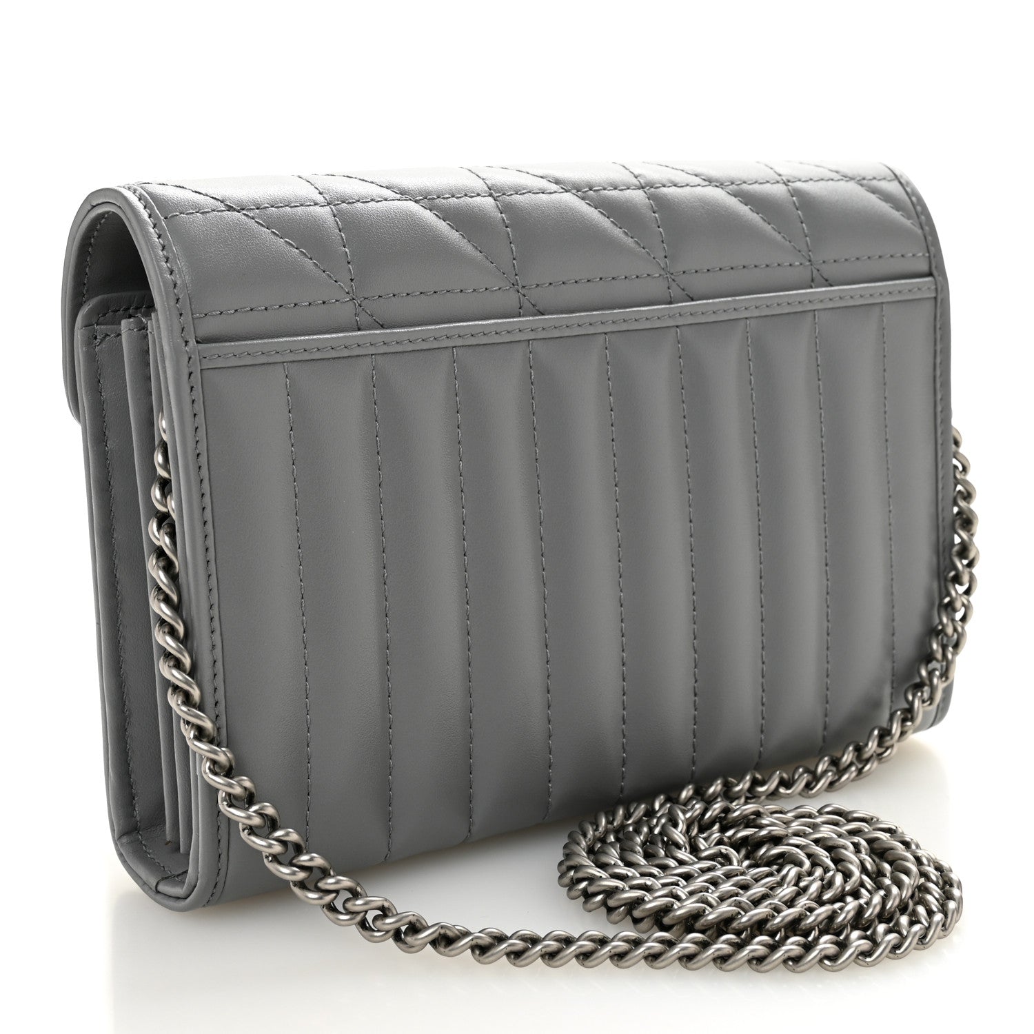 Calfskin Matelasse Aria GG Marmont Chain Wallet Deep Grey
