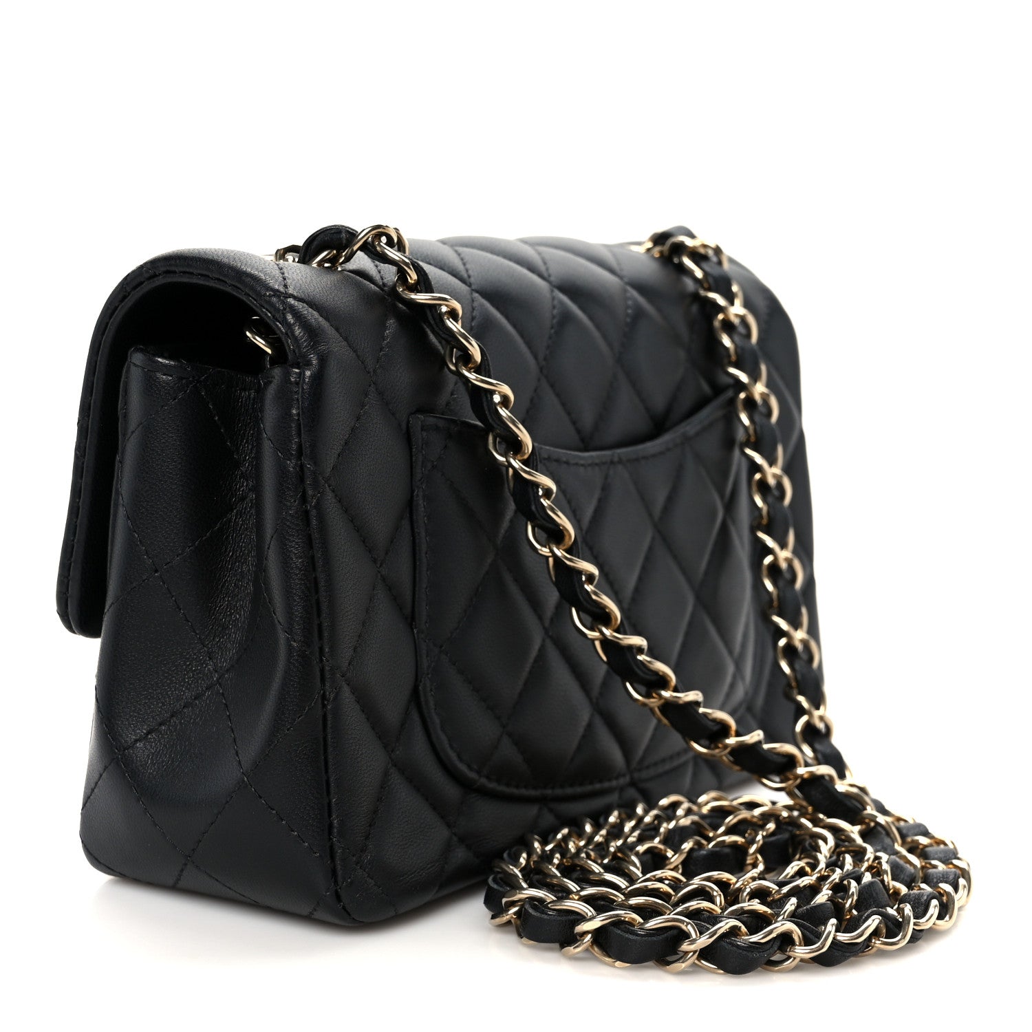 Lambskin Quilted Mini Rectangular Flap Black